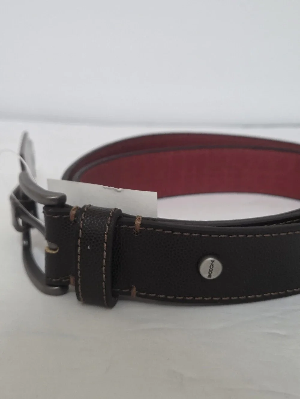 Boconi Mens Brown Leather Belt Size 42 NWT